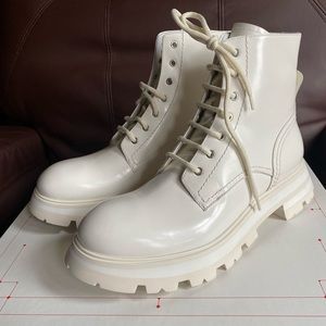 Alexander Mcqueen Combat Boots in Ivory size 41